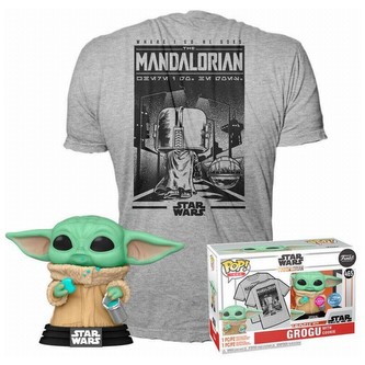 Funko POP! & Tee Box: The Mandalorian - Grogu w/cookie S