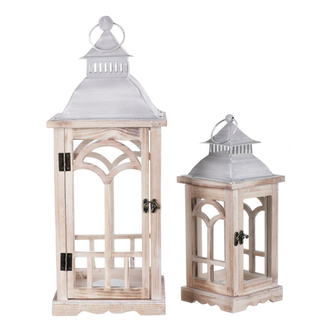 Lucerna dřevěná, barva přírodní antik, sada 2ks.