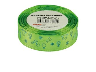 Wstążka satynowa wielkanocna j. zielona 25mmx22m