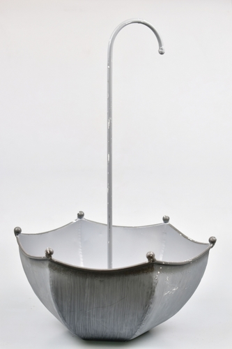 Plechový květináč deštník šedý 38x24x12 cm