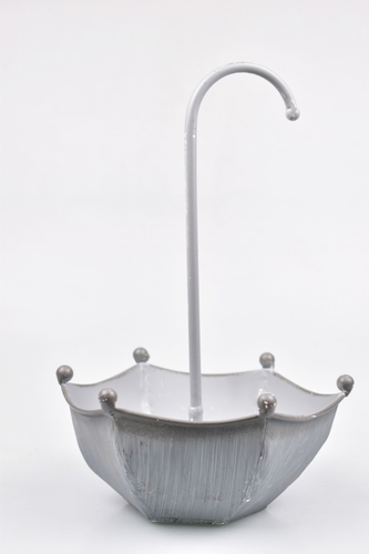 Plechový květináč deštník šedý 25x16x7 cm