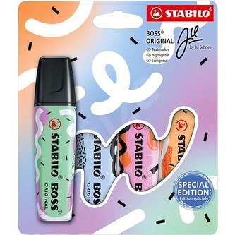 STABILO BOSS ORIGINAL Pastel Sada by Ju Schnee - mátová, obláčkově modrá, fuchsiová, oranžová 4 ks