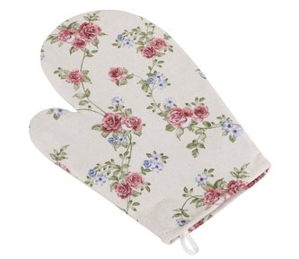 Kuchyňská chňapka - pnoucí růžička - růžová, béžová, zelená - chňapka 28x18 cm