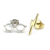 Stříbrné náušnice Harry Potter - Blesk a brýle