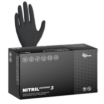 Rukavice jednorázové nepudrované NITRIL DIAMONT3 černé, velikost L