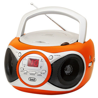 Přehrávač Trevi, CD 512/ORG, přenosný, CD, CDR/RW, FM, LED displej, 230 V/6xC, barva oranžová