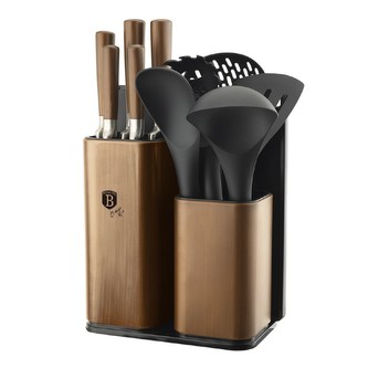 Sada nožů ve stojanu + kuchyňské náčiní a prkénko 12 ks