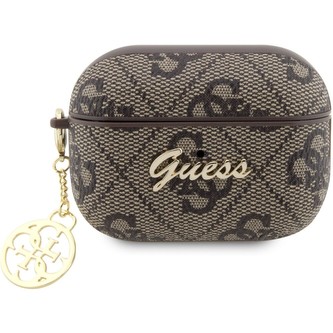 Guess 4G Script Heart PC/PU pouzdro Airpods Pro 2 hnědé