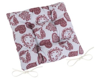 Sedák DITA prošívaný - krajkové srdce - vínová, režná - 40x40 cm, prošívaný