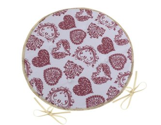 Sedák DITA kulatý hladký - krajkové srdce - šedá, vínová - průměr 40 cm, výška puru 2 cm