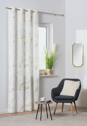 Dekorační vzorovaný závěs s kroužky STORM bílá/zlatá 140x260 cm (cena za 1 kus) MyBestHome