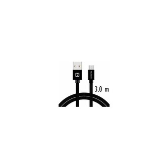 SWISSTEN Textile kabel USB / micro USB 3,0 m černý