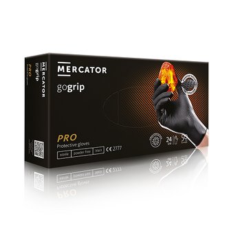 Mercator Rukavice jednorázové nepudrované GoGrip černé, 50 ks/bal, velikost M