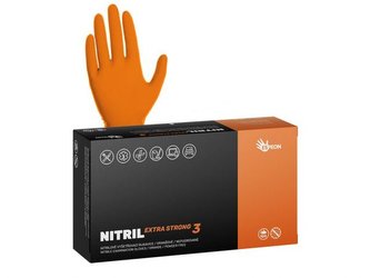 Rukavice jednorázové nepudrované NITRIL EXTRA STRONG3 oranžové, velikost L