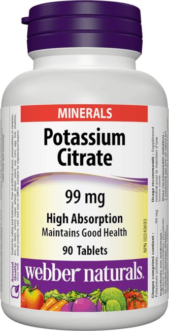 Webber Naturals Potassium Citrate draslík 90 tablet