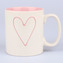 Keramický hrnek se srdcem - bílá/růžová, 600ml, 6/24