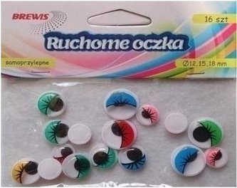 Ruchome oczka z kolorowymi rzęsami 16szt