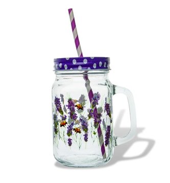 SKLENICE "MASON" S BRČKEM LEVANDULE 450 ML