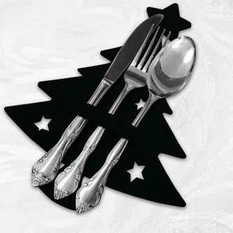 Vánoční prostírání na příbory STROMEČEK - černá 18,5x25 cm Mybesthome