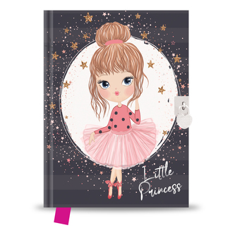 Památník 14x18 cm, 80 l., čistý se zámkem - Little Princess