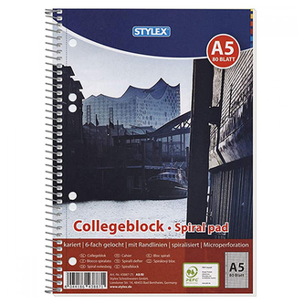 Blok A5 College s bočnou špirálou štvorčekový 80 L, s bočnou europerforáciou