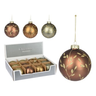 Vianočná guľa - sklenená 80mm, červeno strieborná, 1ks