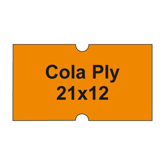 Etikety cen. COLA PLY 21x12 hranaté - 1250 etikiet/kotúčik, oranžové