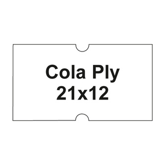 Etikety cen. COLA PLY 21x12 hranaté - 1250 etikiet/kotúčik, biele