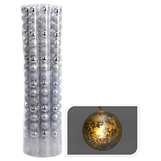 Svítící řetěz 16 LED - stříbrné koule 16x40 mm, 350 cm