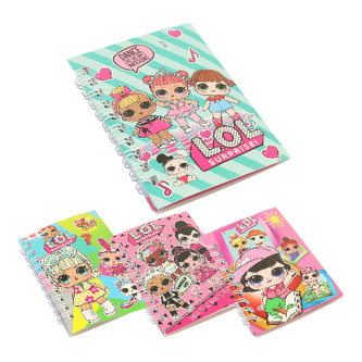 Zápisník se spirálou LOL Surprise !, set 4 ks/designy, 7,5x10,5 cm/42 l.