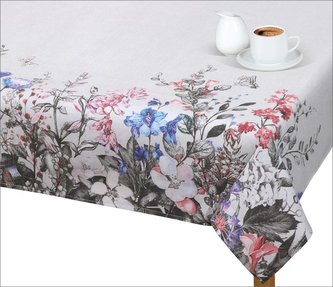 Ubrus BĚHOUN - luční kvítí na šedé - 40x140 cm