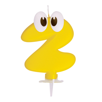 Číslová sviečka so stojančekom "2", 80 mm, 1ks