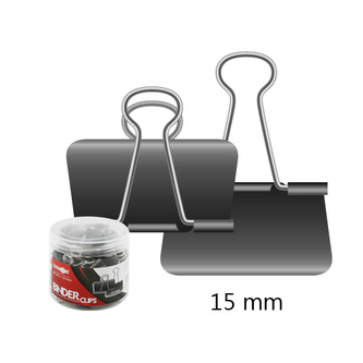 Klip binder/černý JUNIOR, 15 mm/60 ks, pp box