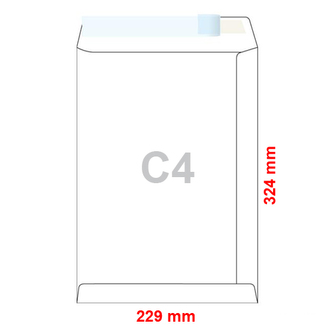 Obálky C4 229x324 mm tašky ofset, samolepicí krycí páska