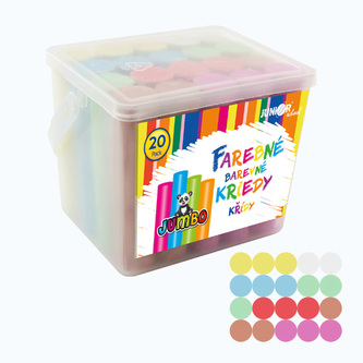 Křídy barevné/chodníkové, kulaté 20 ks - plastový box
