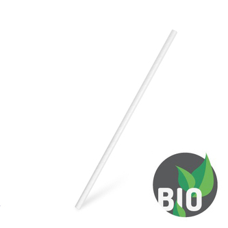 Slámky papírové rovné, bílé 20 cm, 100 ks