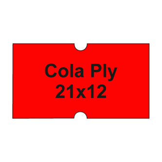 Etikety cen. COLA PLY 21x12 hranaté - 1250 etikiet/kotúčik, červené
