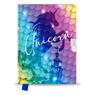 Památník 14x18 cm, 80 l., čistý se zámkem - Unicorn