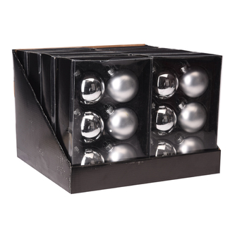 Vánoční koule - skleněné 65 mm / stříbrné, sada 6ks