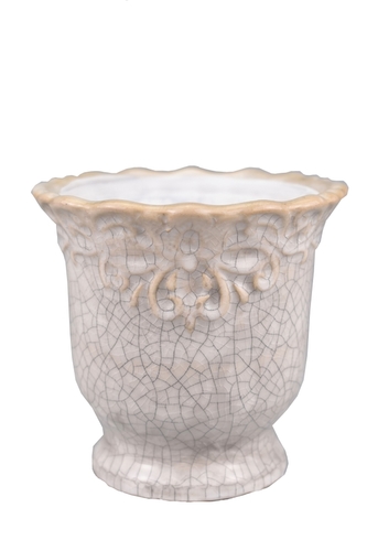 Keramický květináč Rustik béžový popraskaný 11,5x12 cm