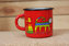 Smaltovaný hrnček 8cm - červená - mačka
