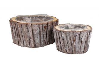 Drevený kvetináč z kôry sada 2 ks