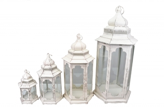 Kovová lucerna krémová sada 4 ks