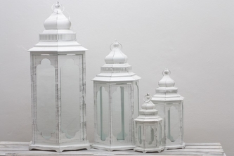 Kovová lucerna bílá sada 4 ks