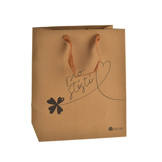 Taška dárková Pro štěstí hnědá 26x10x32 cm