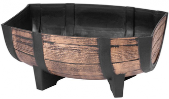 Květináč sud plast s dřevěným efektem zlatý 41x29x19 cm