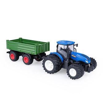 Flota miejska - Traktor RC niebieski + przyczepa