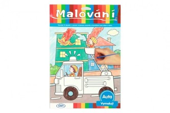 Malování auta omalovánky 12ks A4 s barvami a se štětcem na kartě