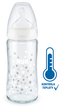 NUK First Choice skleněná láhev s kontrolou teploty bílá 240 ml