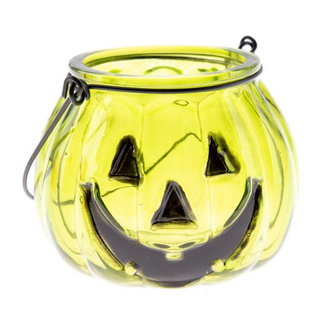 Skleněný svícen - dýně zelená